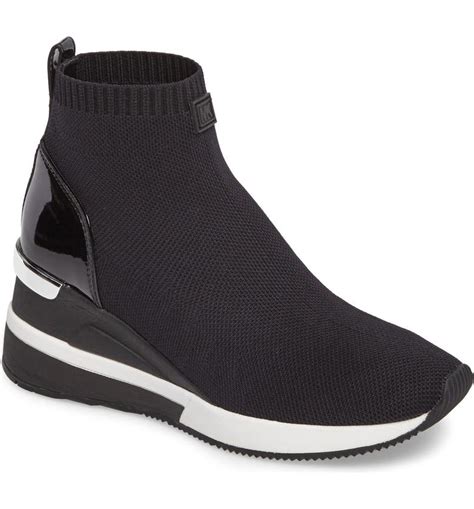 buy michael michael kors women skyler bootie black|michael kors stretch knit sneakers.